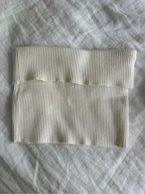 Edikted White Knit Foldover Tube Top